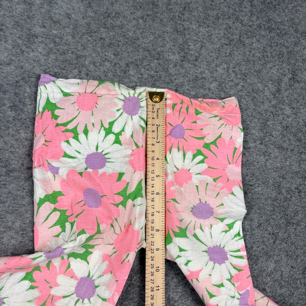 Unbranded Floral Daisy Pants Women Small Pink White Green‎ Retro Boho Cropped - Picture 5 of 11